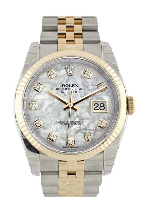 rolex white mother of pearl two-tone gold stainless steel bracelet|rolex model 126333.